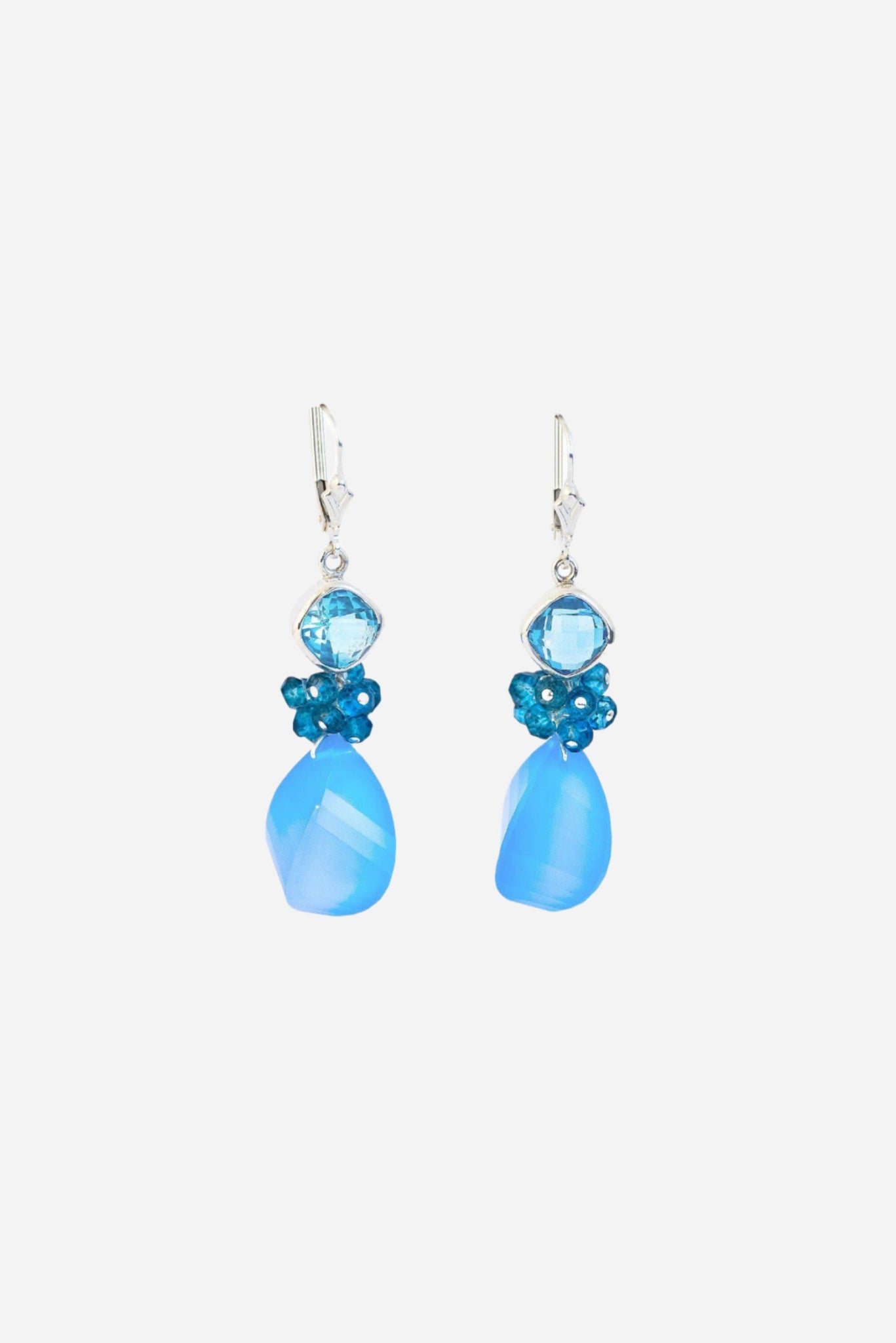 Chalcedony and Blue Topaz Fantasy Drop Earrings