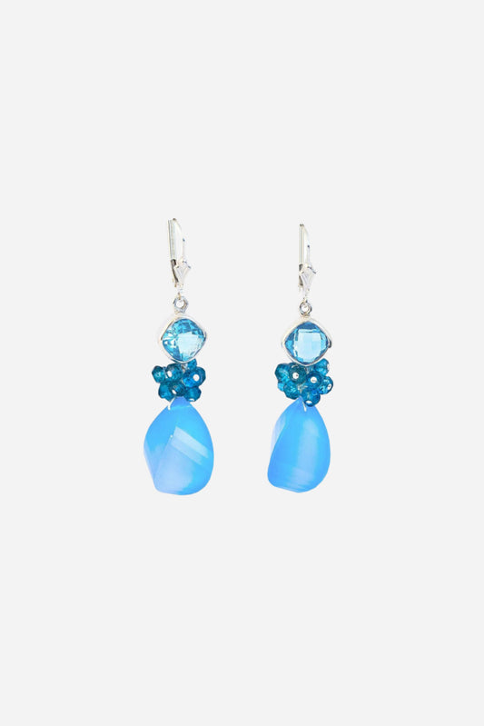 Chalcedony and Blue Topaz Fantasy Drop Earrings