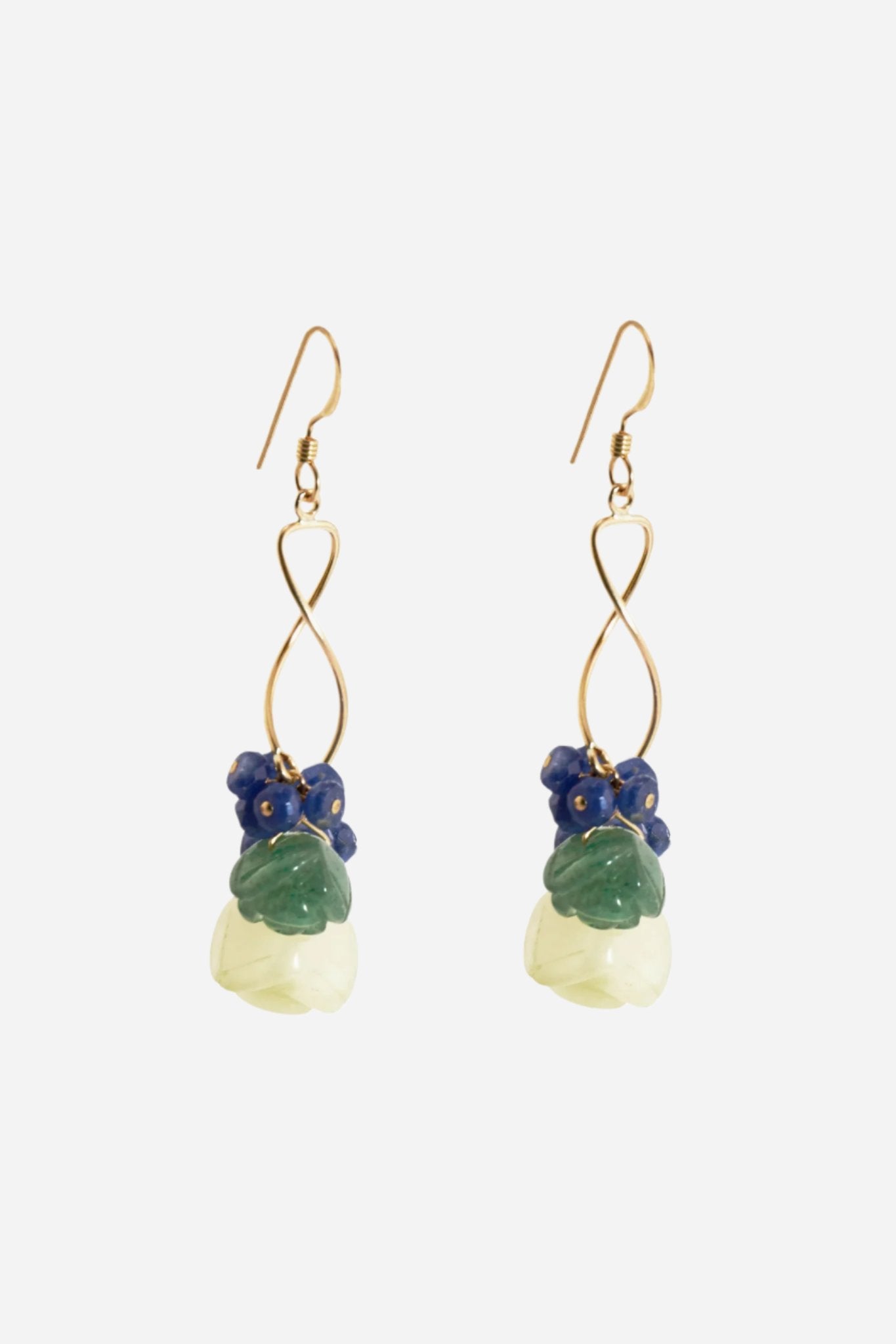 Carved Aventurine Flower Earrings
