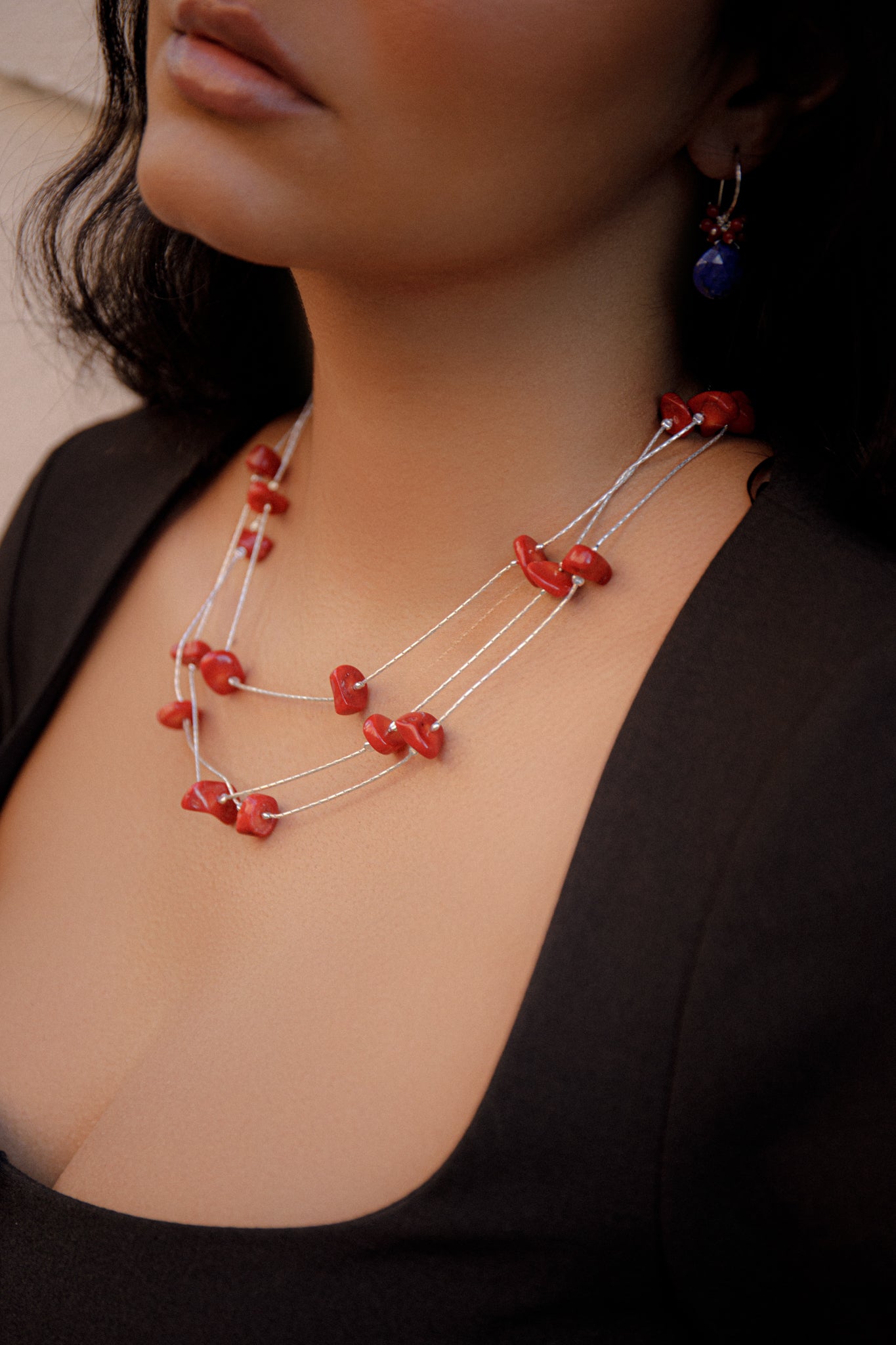 Coral Silver Necklace