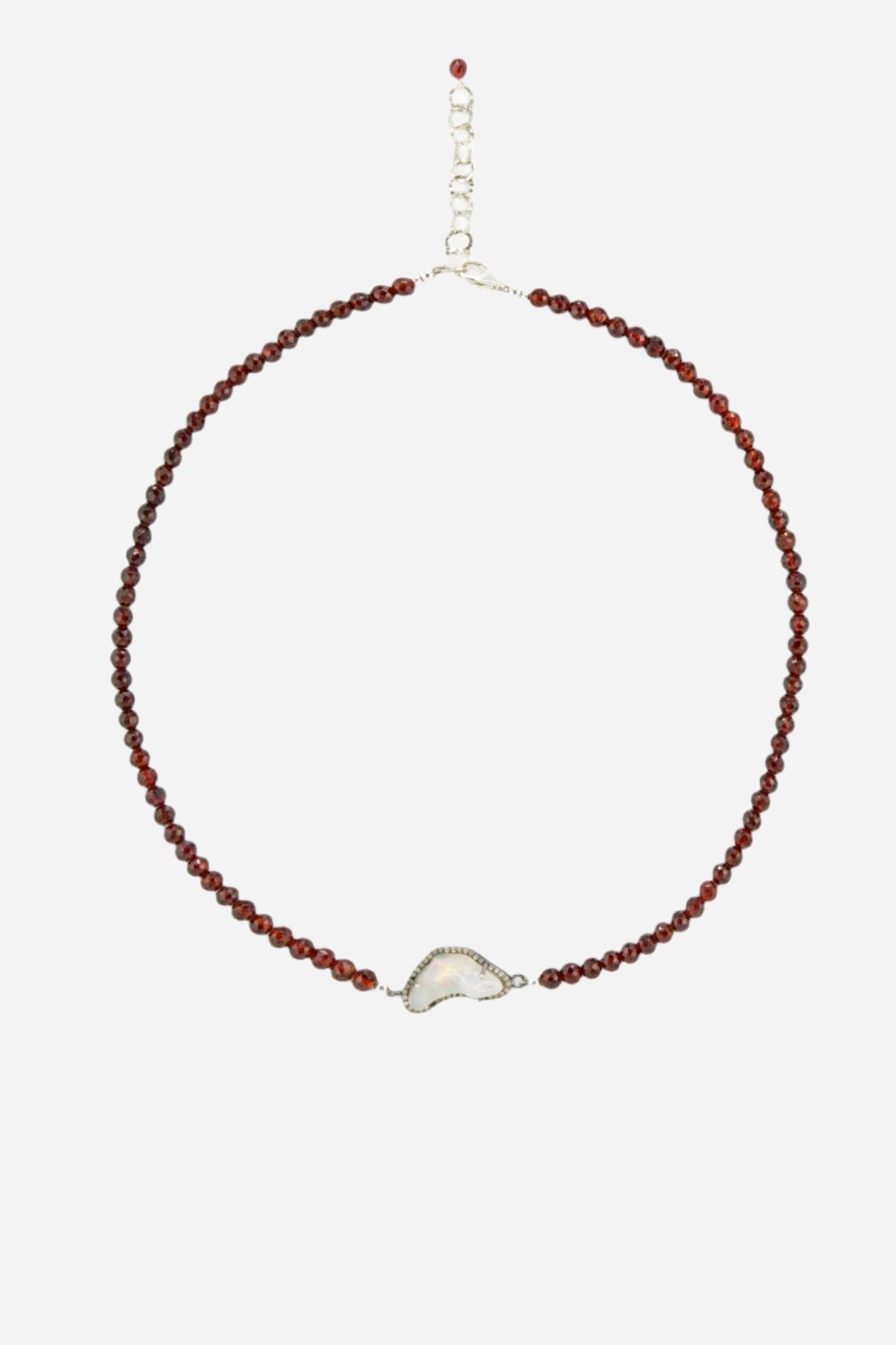 Ethiopian Opal, Diamond, Garnet Necklace