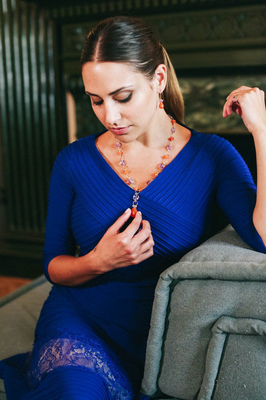 Carnelian Pink Amethyst Link Necklace - Inaya Jewelry