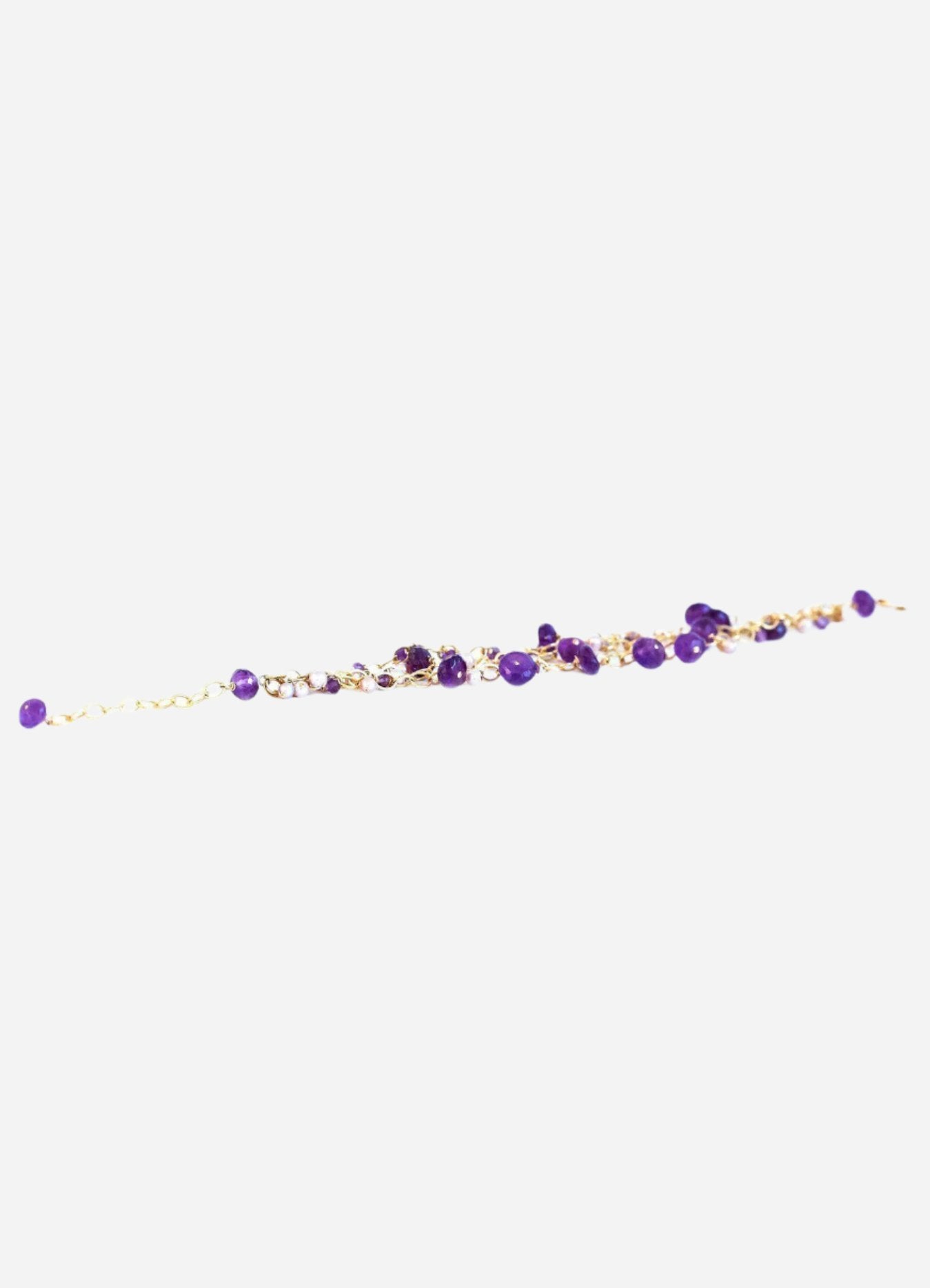Chainy Amethyst and Pearl Delicate Bracelet - Inaya Jewelry