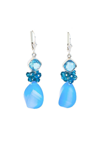 Chalcedony and Blue Topaz Fantasy Drop Earrings - Inaya Jewelry