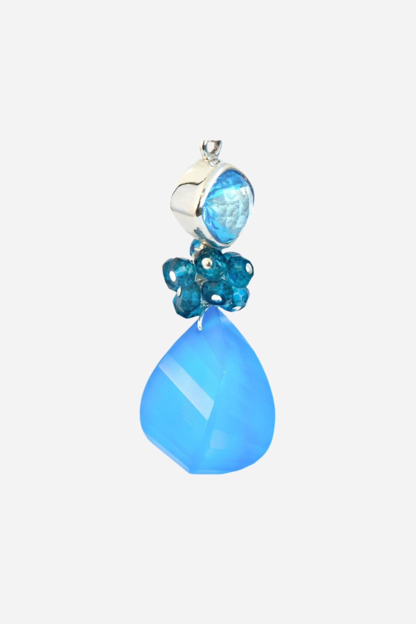 Chalcedony and Blue Topaz Fantasy Drop Earrings - Inaya Jewelry