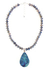 Druzy Flower Necklace on Labradorite Drop - Inaya Jewelry