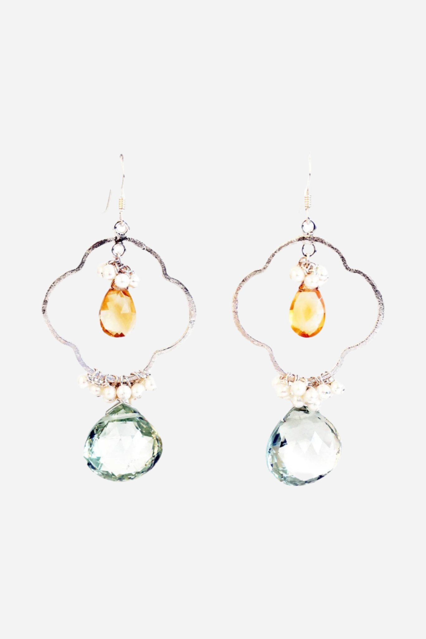 Faerie Green Amethyst & Citrine Chandelier Earrings - Inaya Jewelry