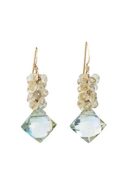 Green Amethyst and Citrine Cluster Earrings - Inaya Jewelry