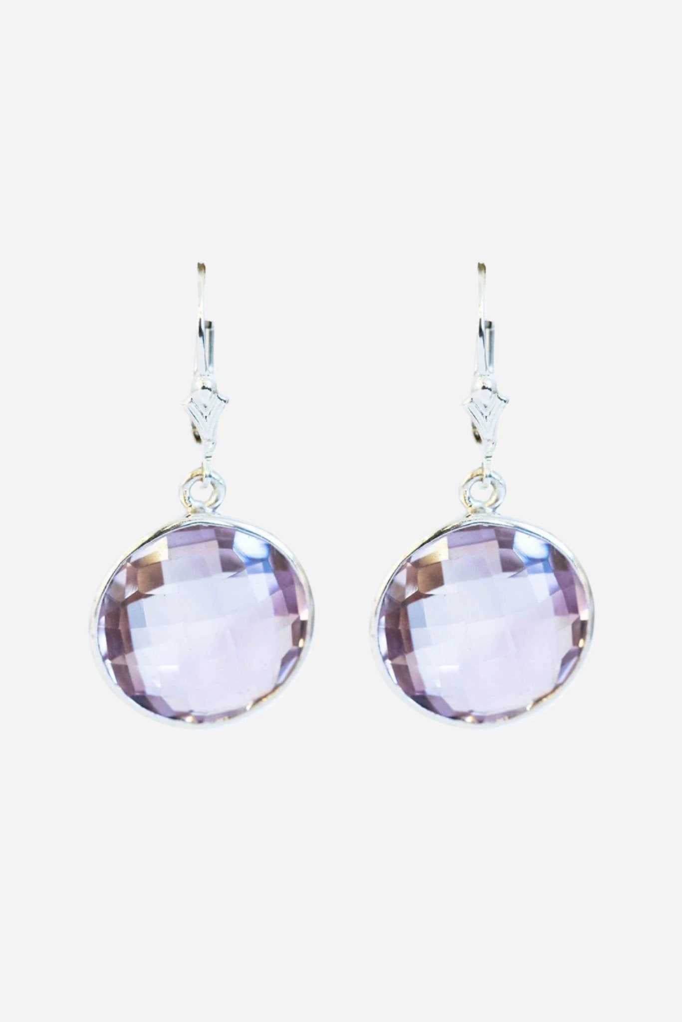 Pink Amethyst Bezel Earrings - Inaya Jewelry