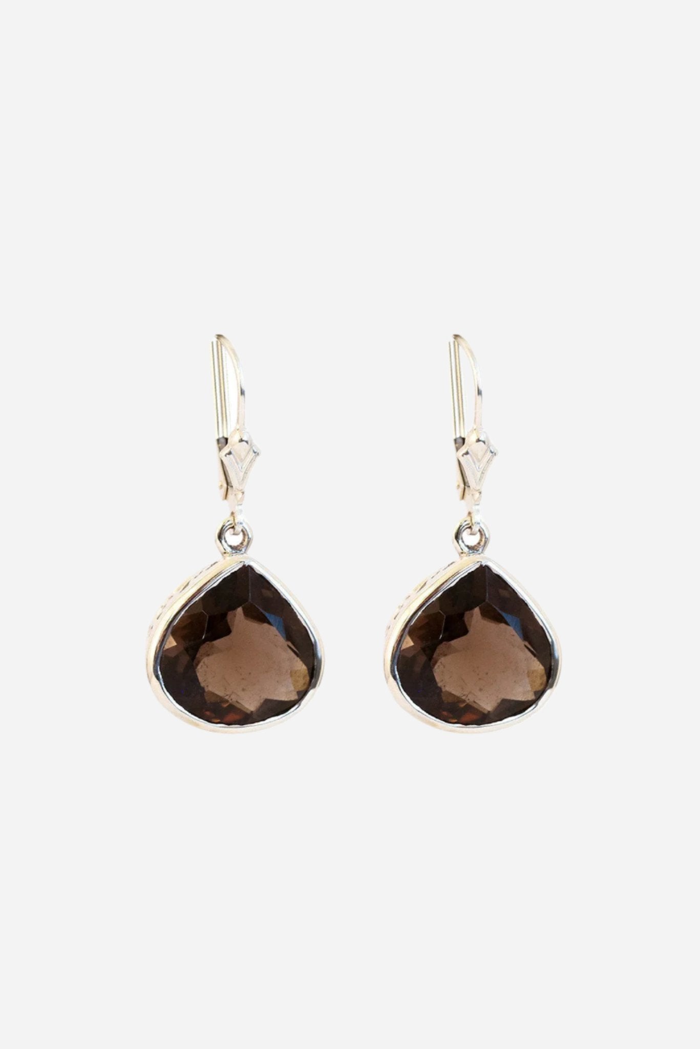 Smoky Topaz Bezels Drop Earrings - Inaya Jewelry