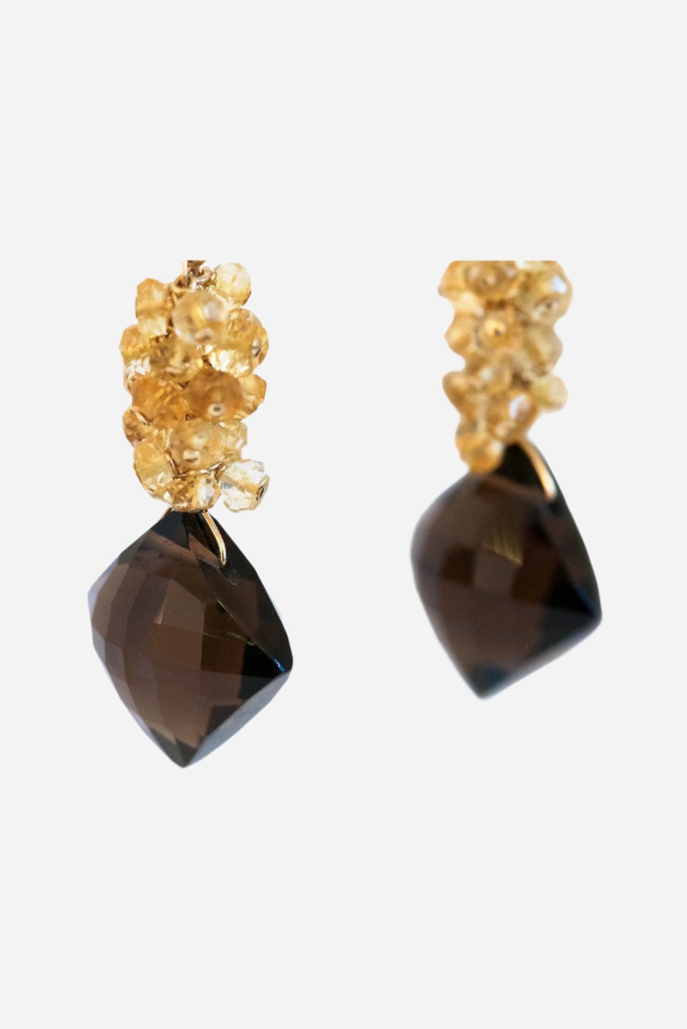 Smoky Topaz and Citrine Cluster Earrings - Inaya Jewelry