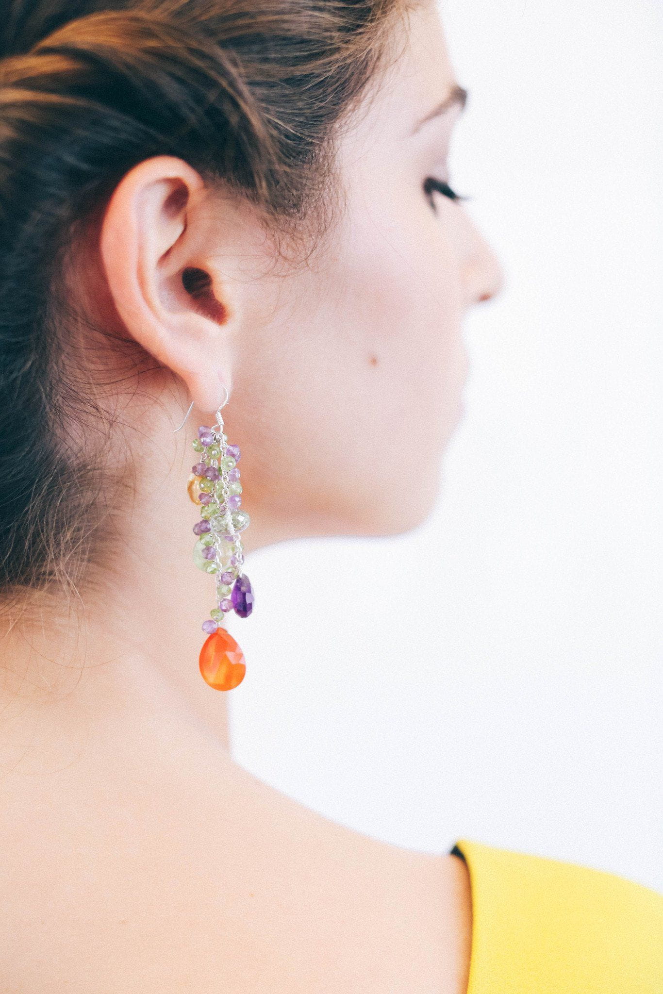 Carnelian Silver Tassel Earrings - Inaya Jewelry