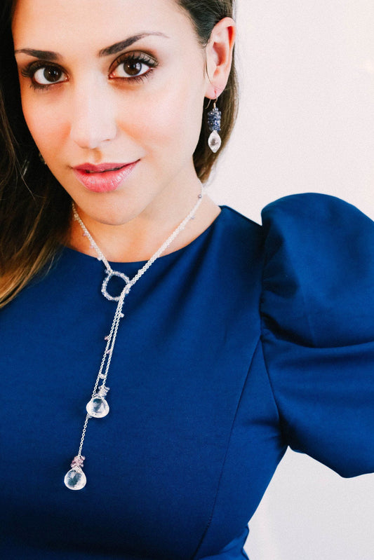 Hoop Lariette Crystal Silver Necklace - Inaya Jewelry