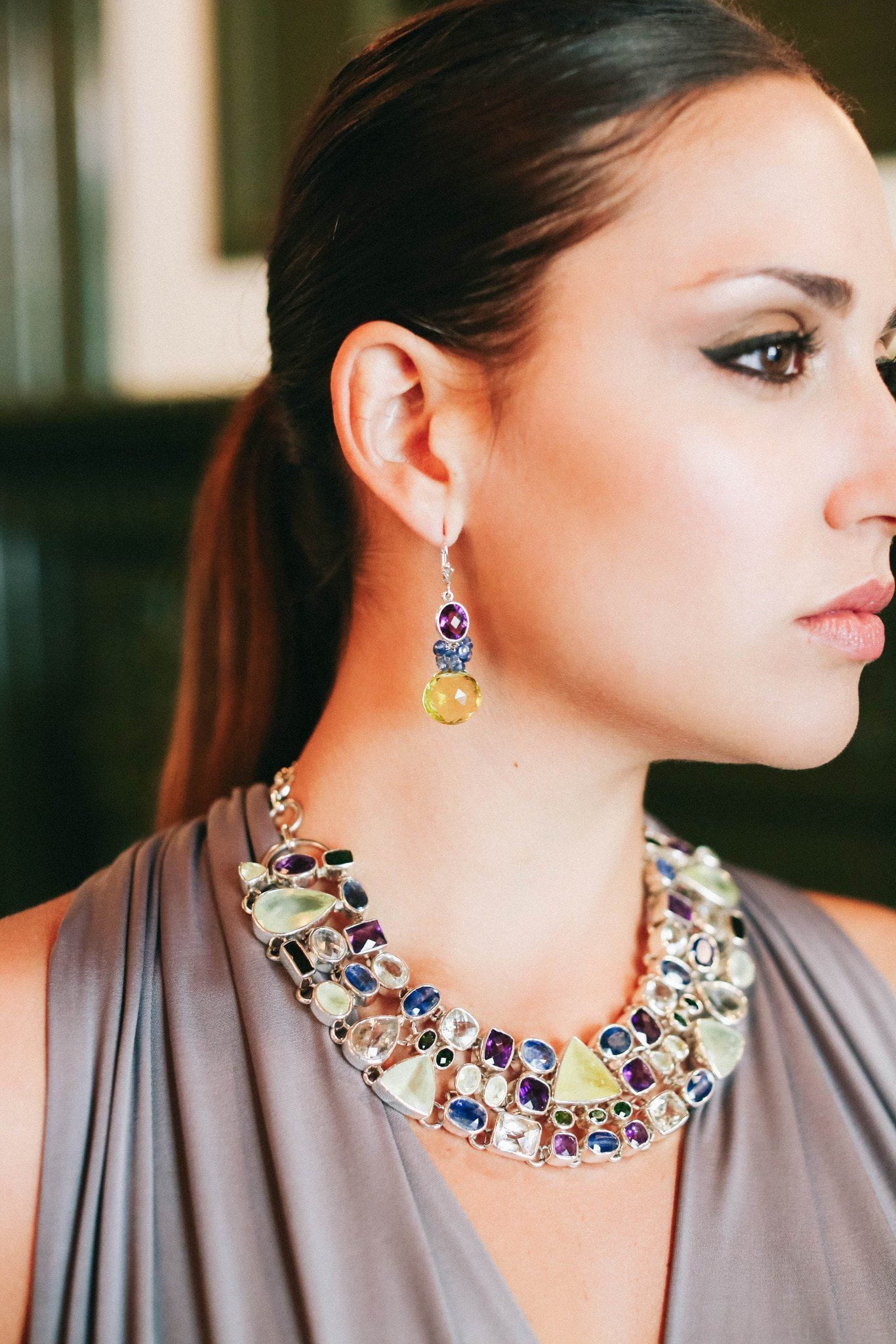 Lemon Topaz and Sapphire Fantasy Drop Earrings - Inaya Jewelry