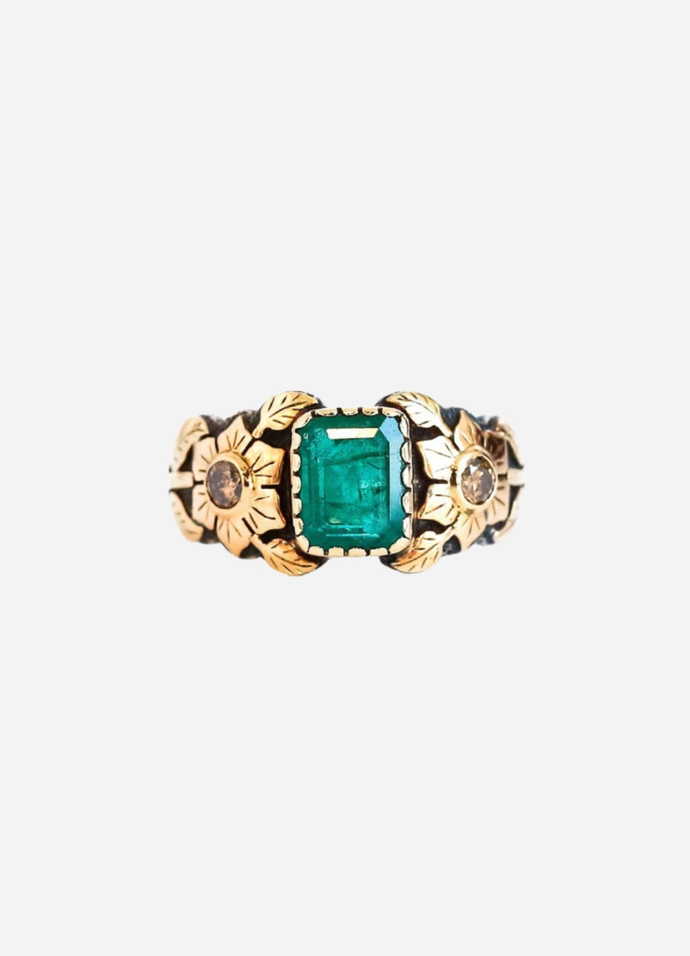 Emerald Rose Gold Ring - Inaya Jewelry