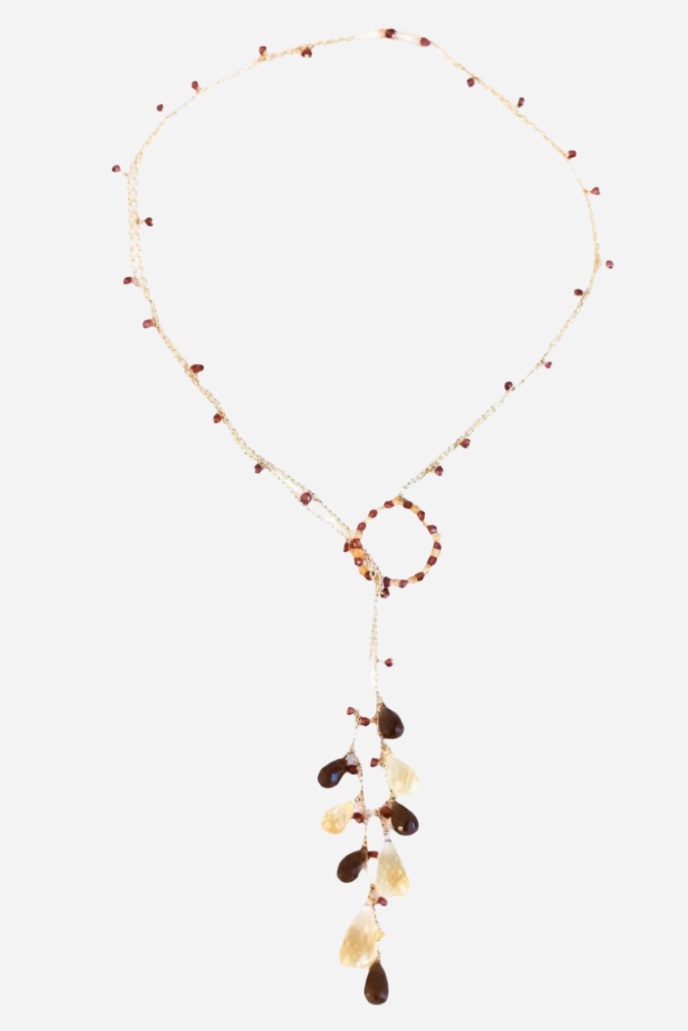 Hoop Lariat Smoky Citrine Necklace - Inaya Jewelry