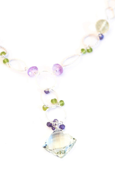 Chainy Green Amethyst Silver Necklace - Inaya Jewelry