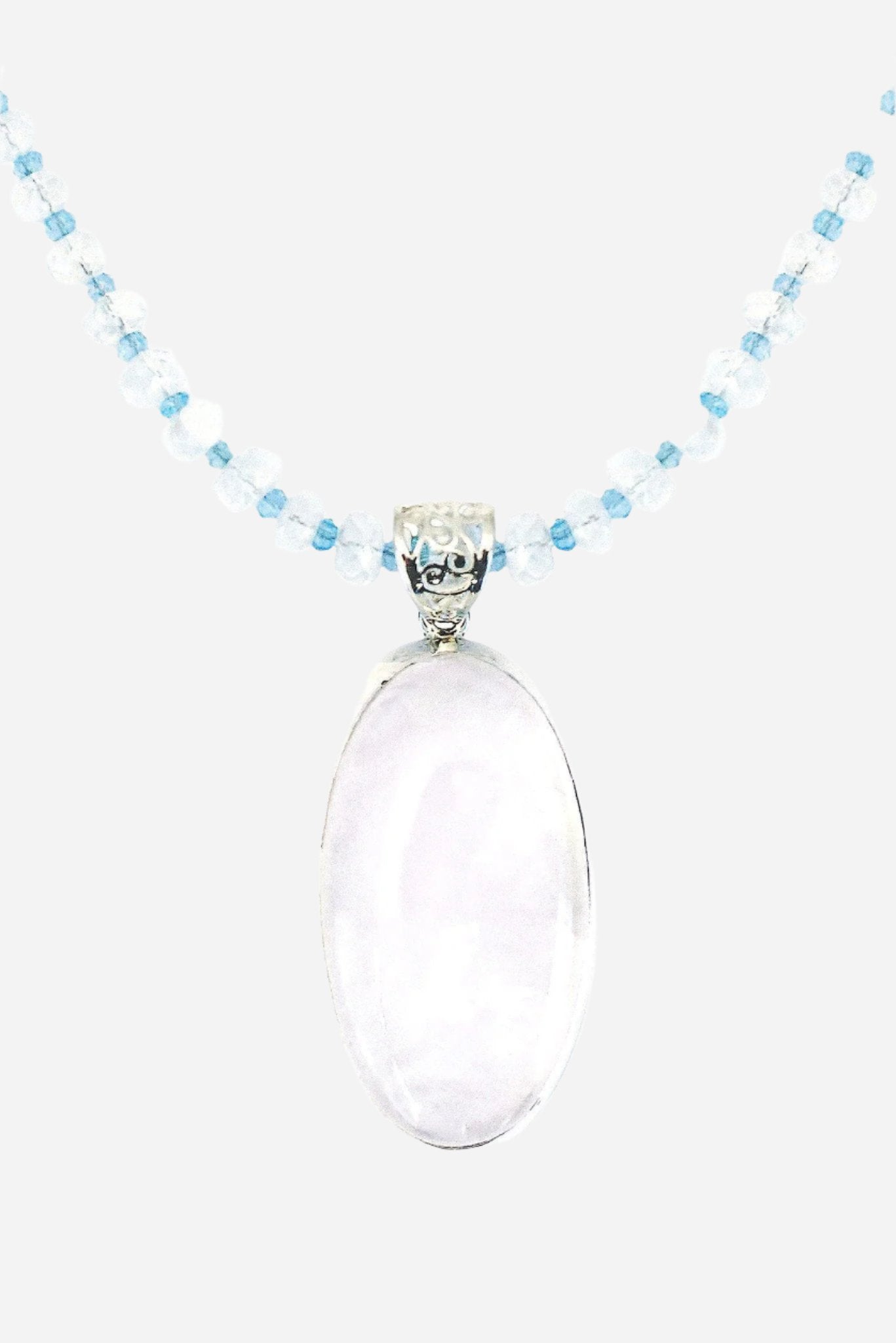 Moonstone Oval on Moonstone Pendant - Inaya Jewelry