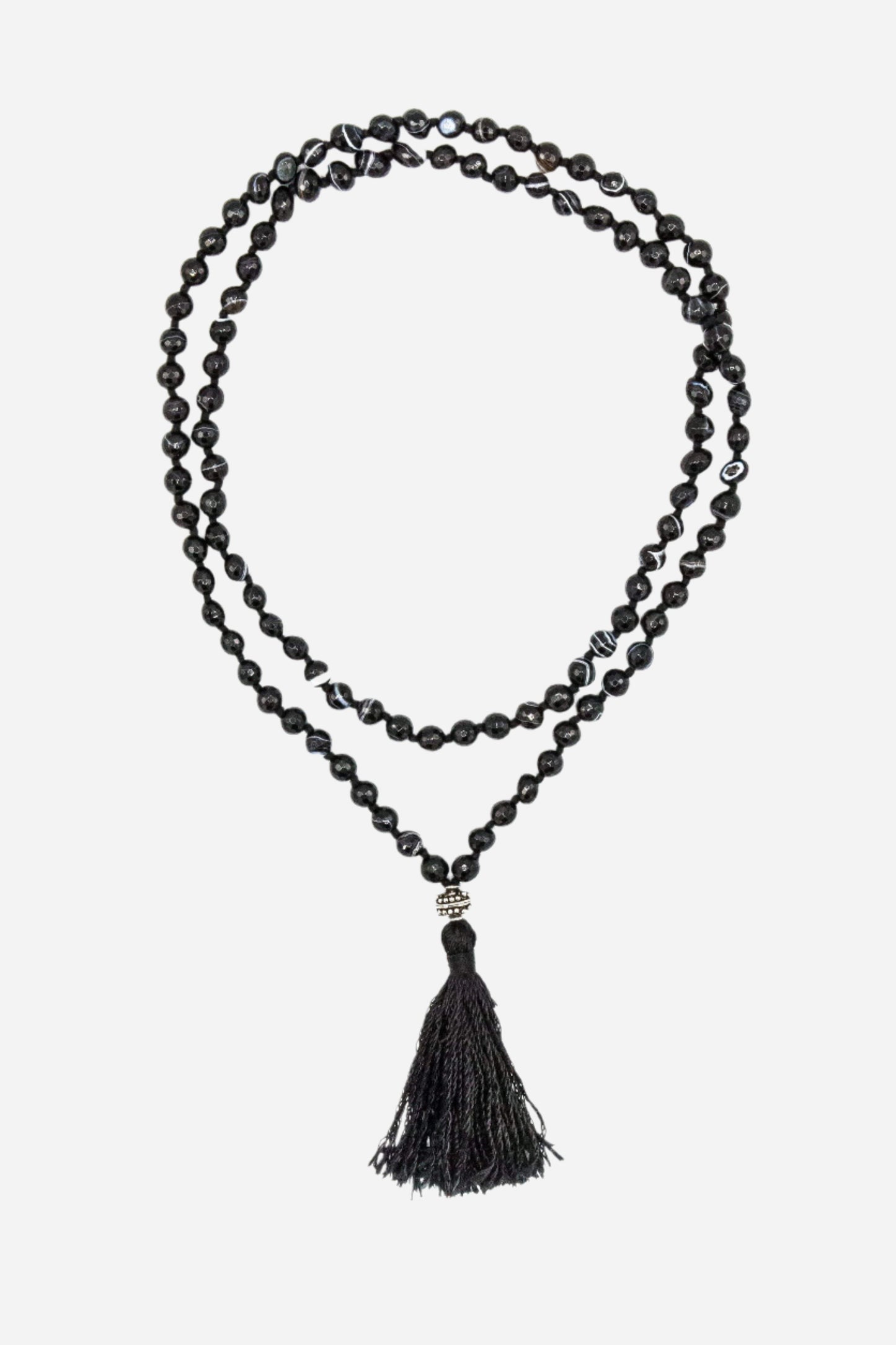 Striped Black Agate Mala Necklace - Inaya Jewelry