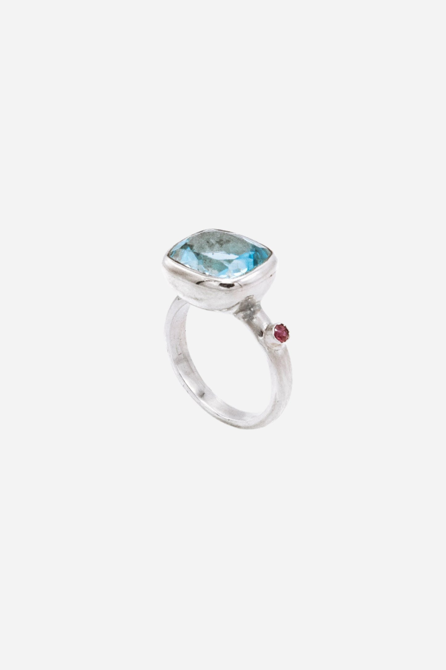 Blue Topaz & Ruby Ring - Inaya Jewelry