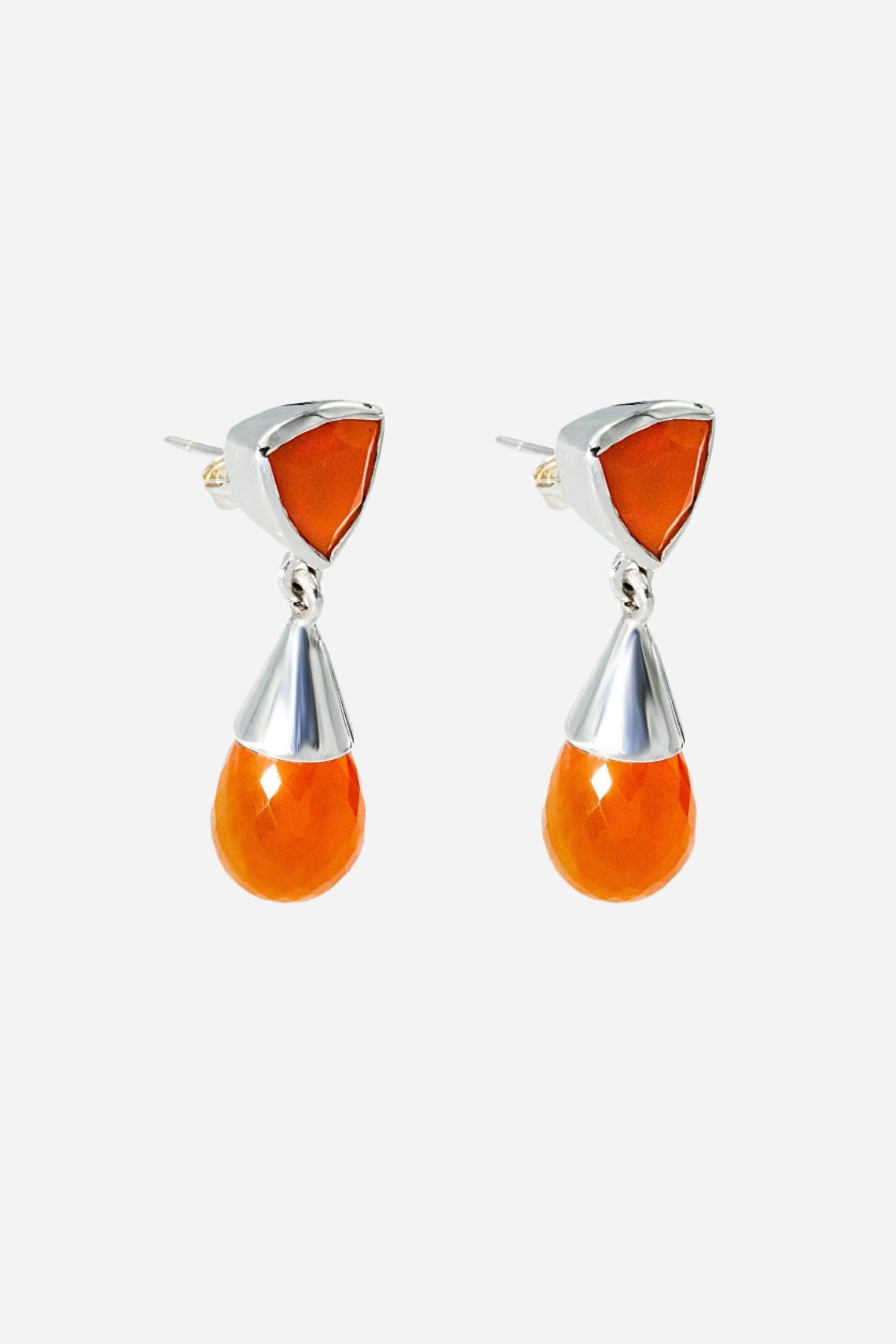 Carnelian Silver Drop Earrings - Inaya Jewelry