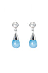 Blue Chalcedony & Fresh Water Pearl Silver Drop Earrings - Inaya Jewelry