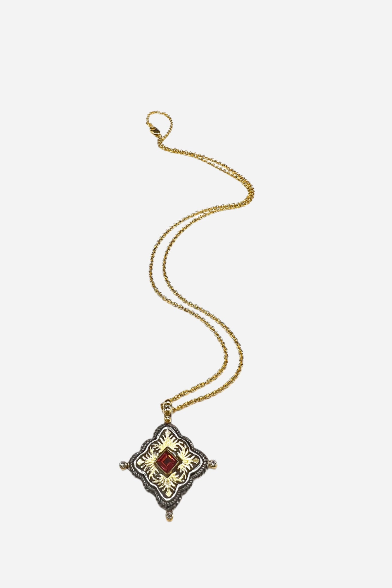 Garnet Compass Necklace