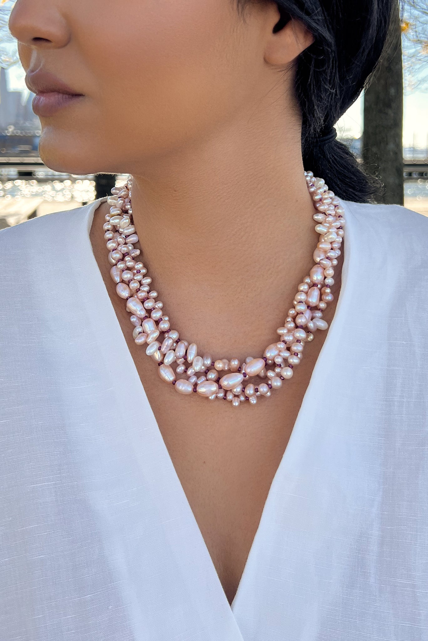 Peach Pearl Dazzle Necklace