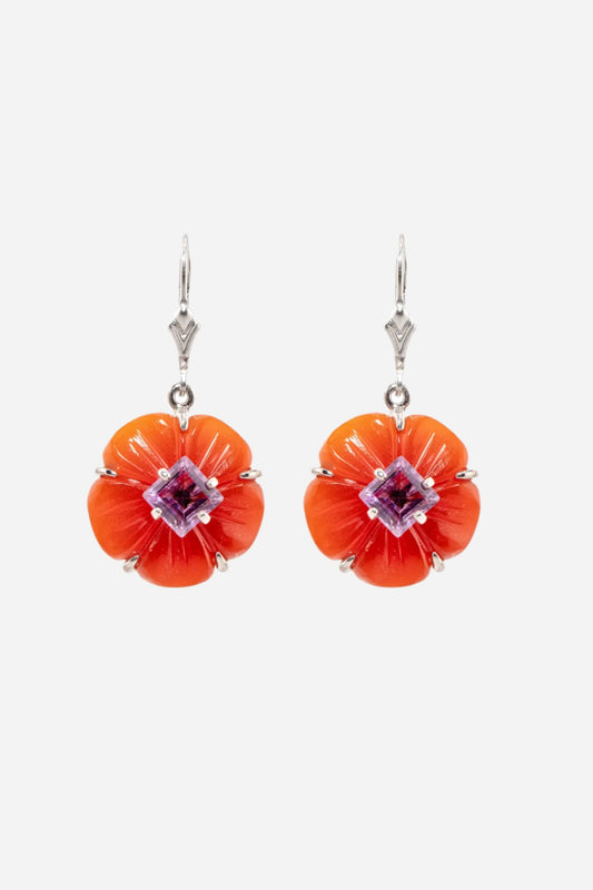 Carnelian Flower Earrings