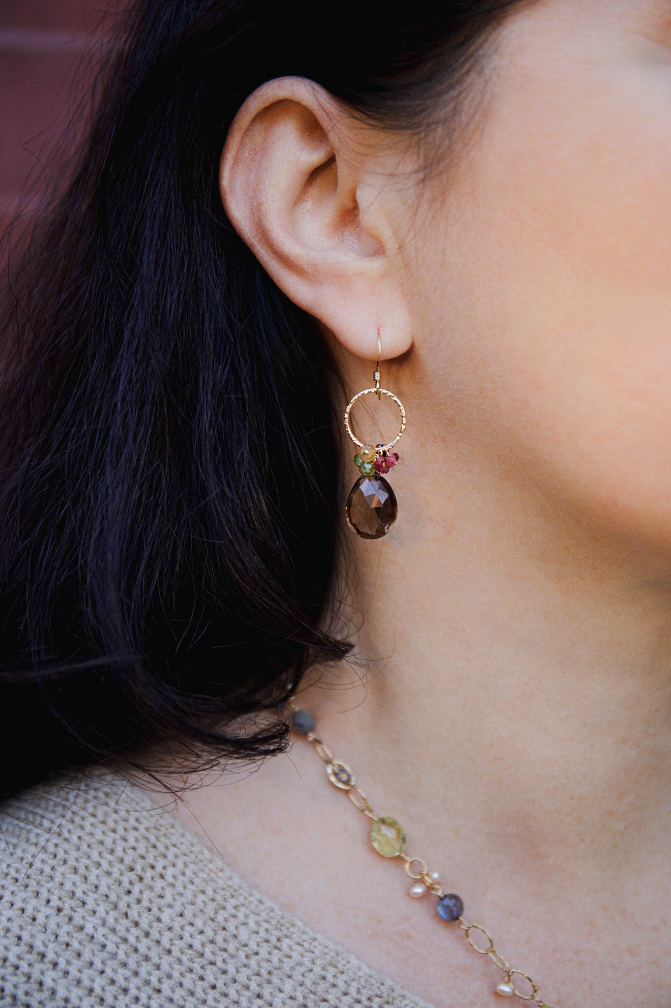 Smoky Topaz Tourmaline Earrings