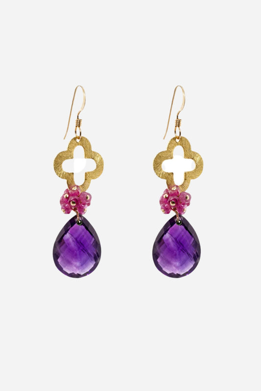 Amethyst Clover Earrings