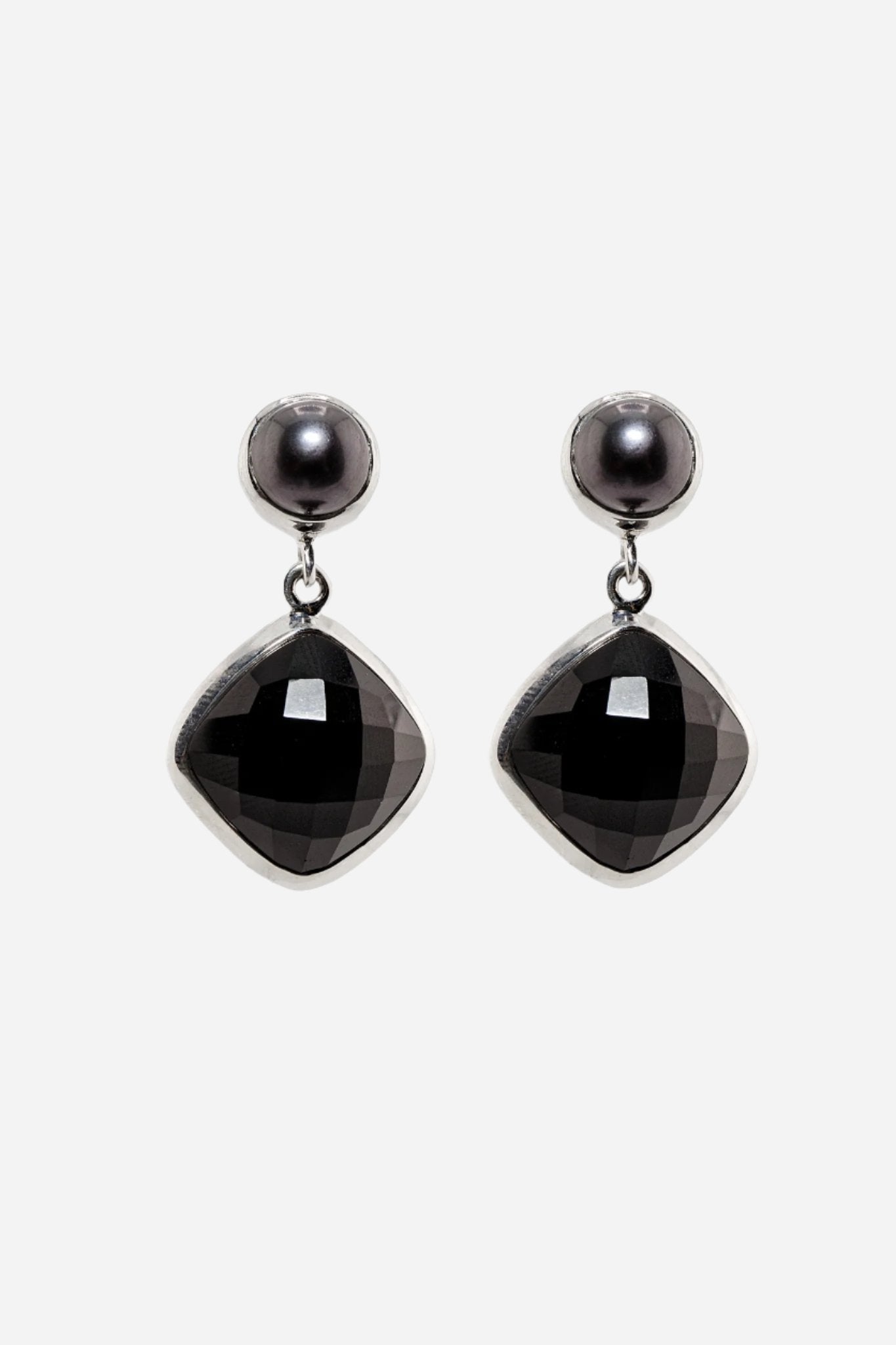 Smoky Topaz & Gray Pearl Earrings