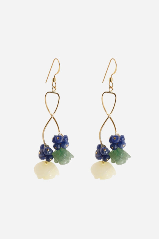 Carved Aventurine Flower Earrings