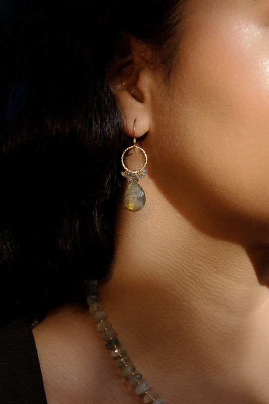 Labradorite Loop Earrings