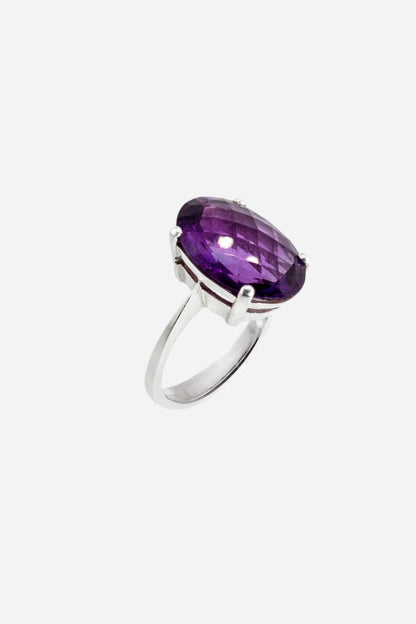 African Amethyst Silver Ring