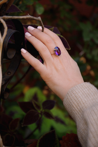 African Amethyst Silver Ring