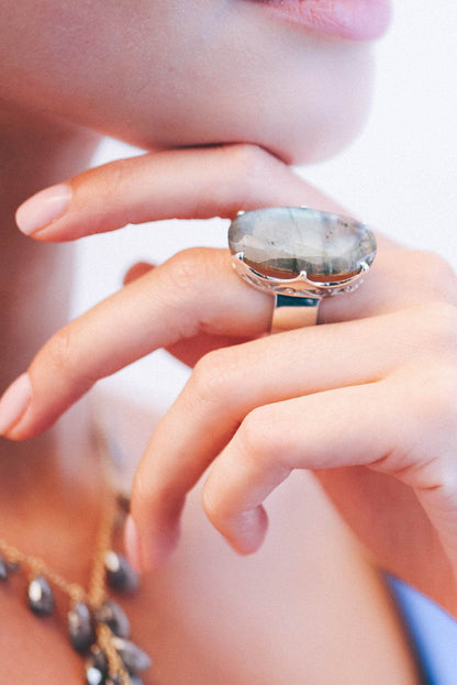 Labradorite Ring with Crown
