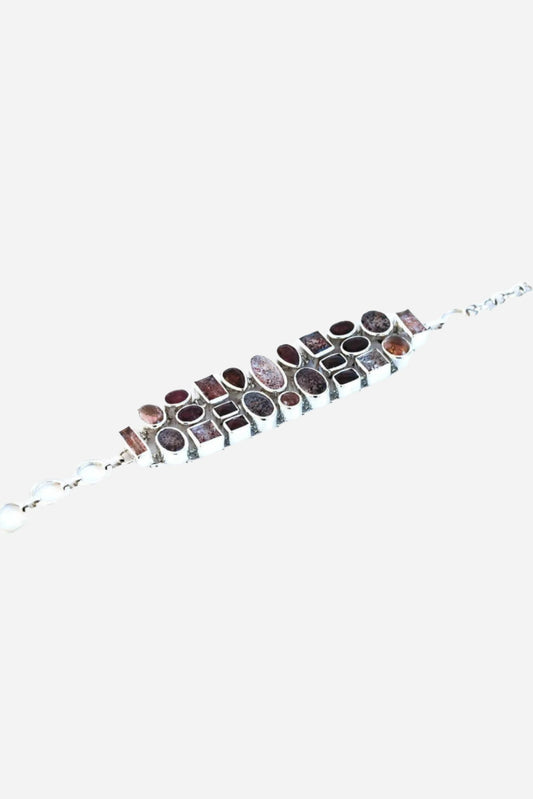 Mosaic Elestial & Garnet Bracelet