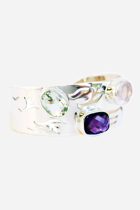 Three Stone Amethyst Bangle