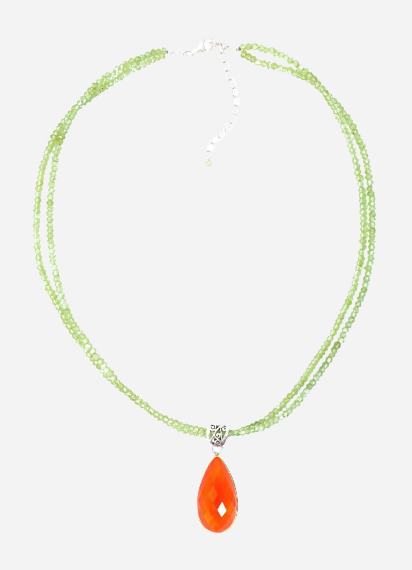 Orange Onyx on Peridot Pendant - Inaya Jewelry