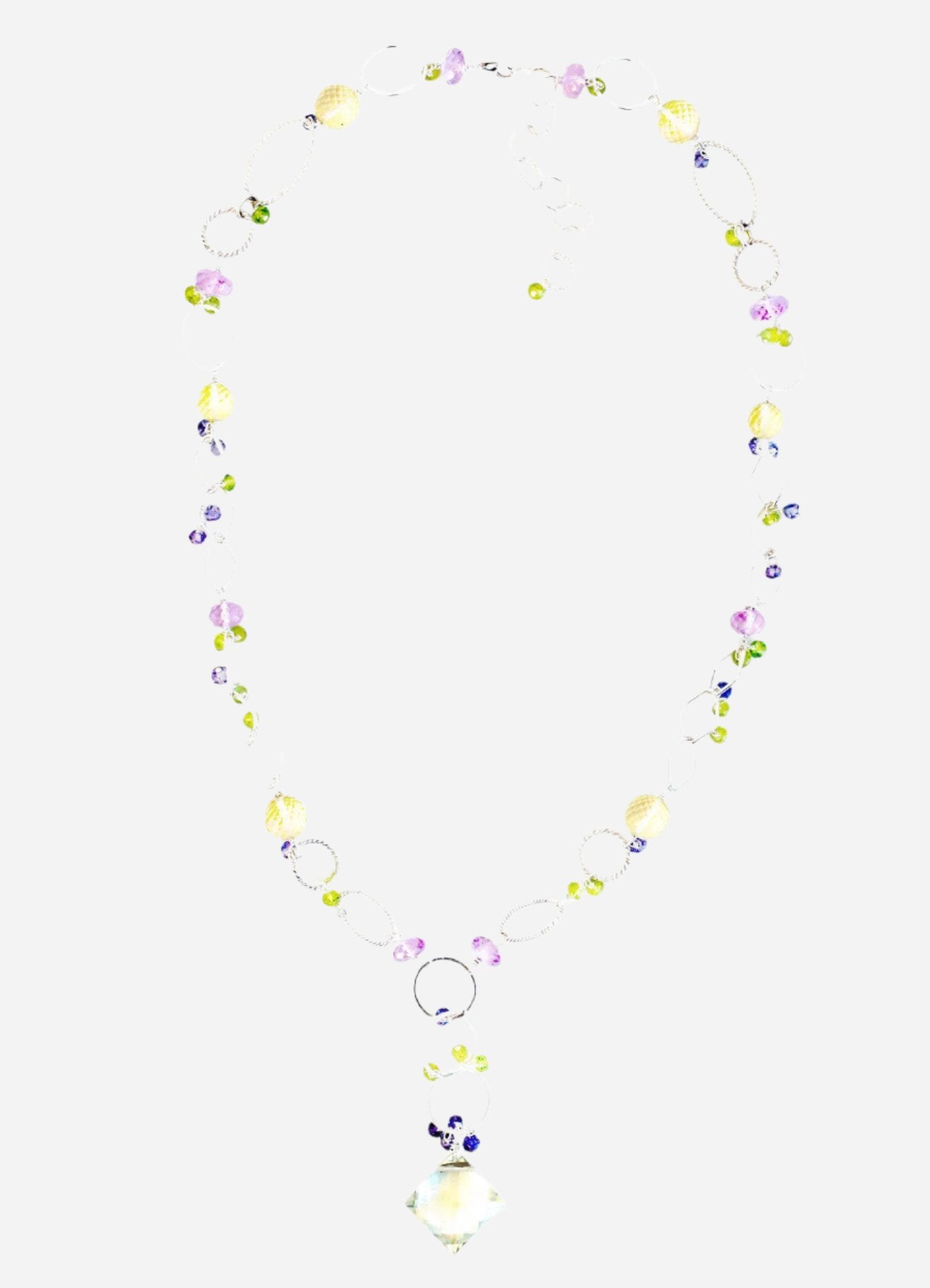 Chainy Green Amethyst Silver Necklace - Inaya Jewelry