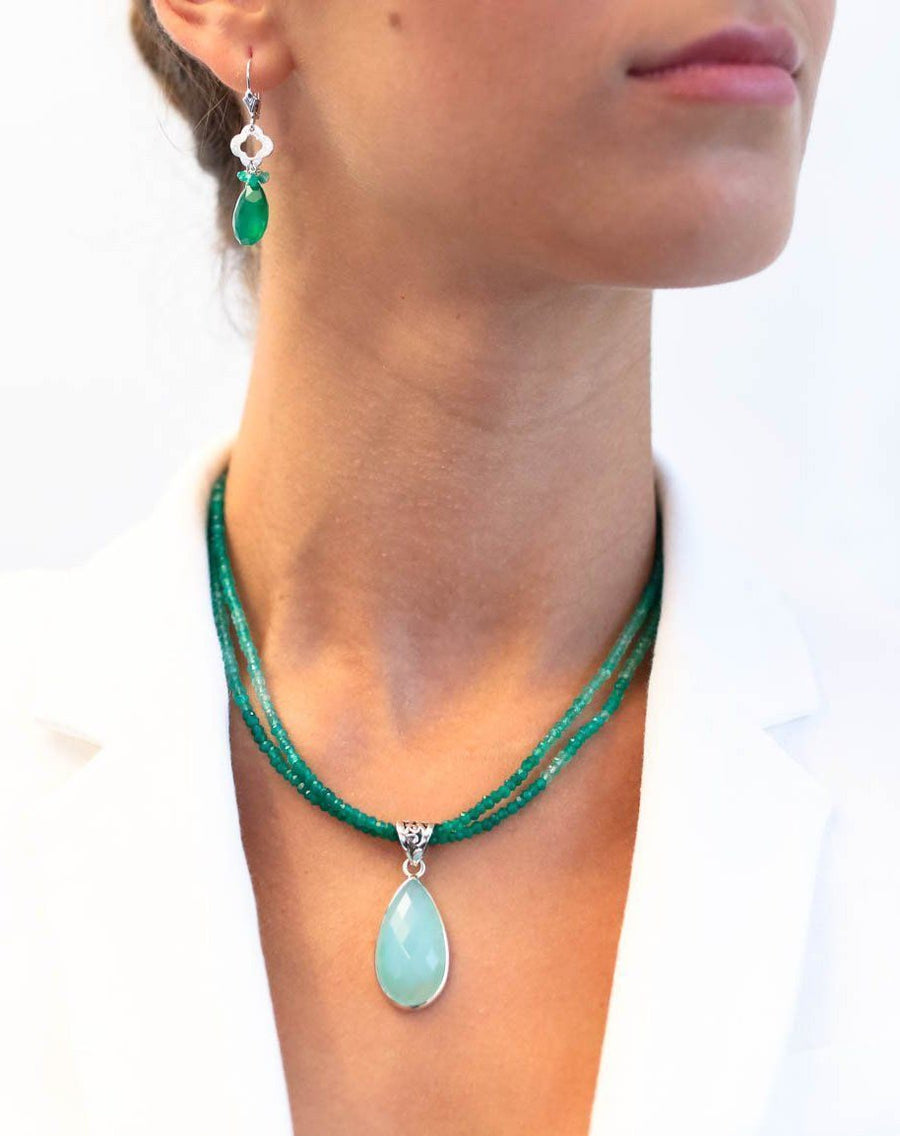 Chalcedony on Green Onyx - Inaya Jewelry