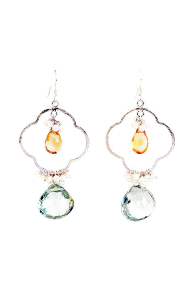 Clover Green Amethyst and Citrine Earrings - Inaya Jewelry