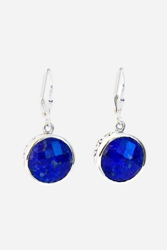 Lapis Bezels Earrings - Inaya Jewelry