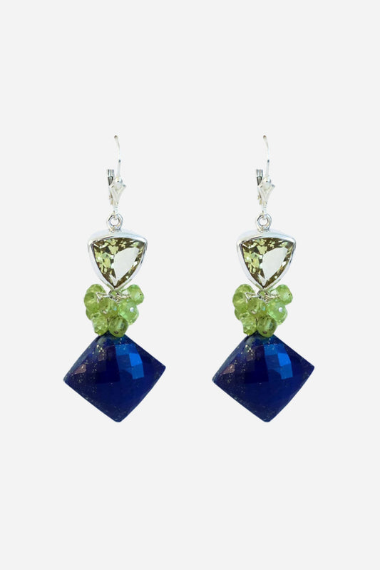 Lapis Fantasy with Lemon Earrings - Inaya Jewelry