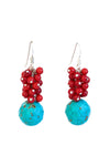 Coral and Turquoise Cluster Earrings - Inaya Jewelry