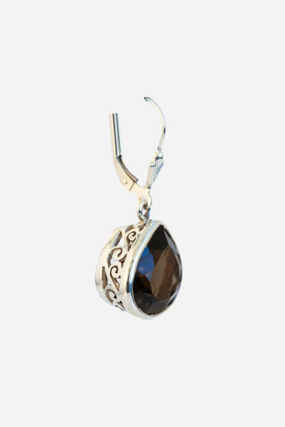 Smoky Topaz Bezels Drop Earrings - Inaya Jewelry