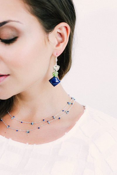 Long Delicate Lapis and Turquoise Necklace - Inaya Jewelry