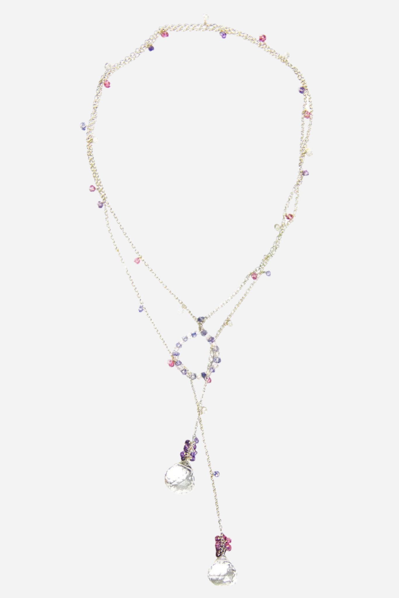 Hoop Lariette Crystal Silver Necklace - Inaya Jewelry