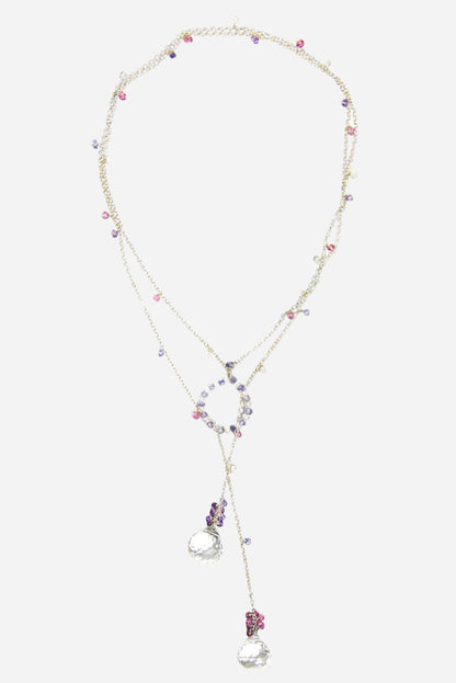 Hoop Lariette Crystal Silver Necklace - Inaya Jewelry